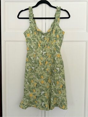 Weekend Los Angeles Lemon Printed Green Mini Dress Size Medium